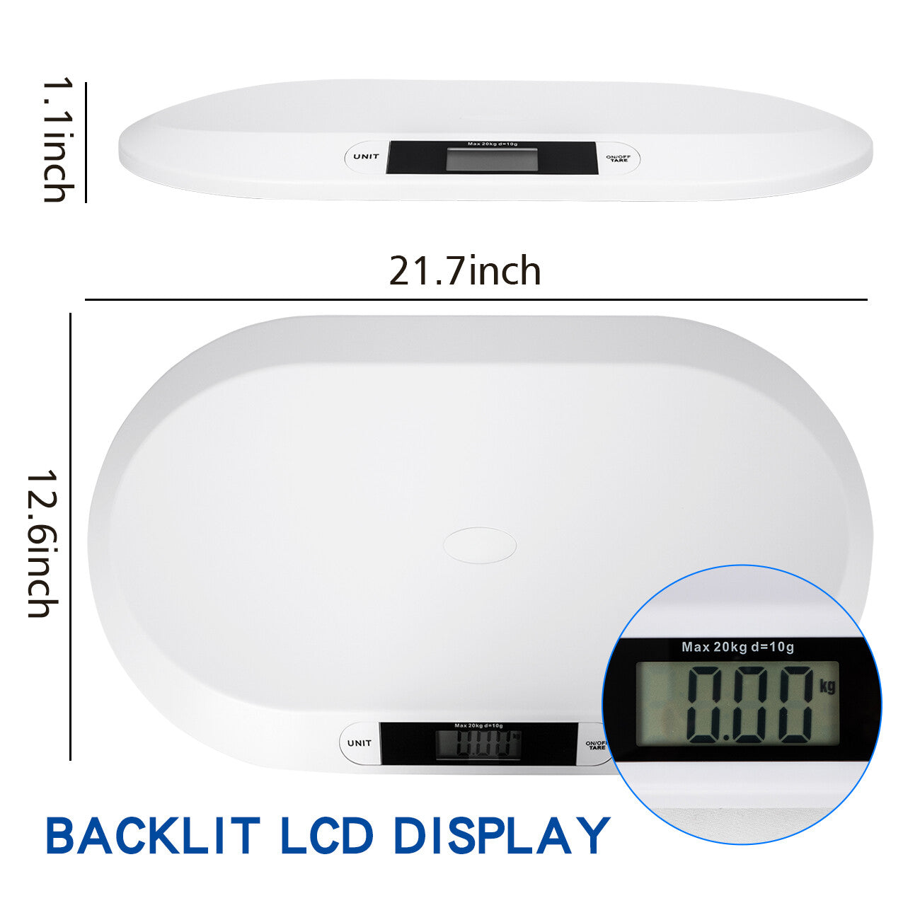 20Kg / 44Lb Capacity Digital Pet Baby Newborns Weighing Scale LCD Display ABS US