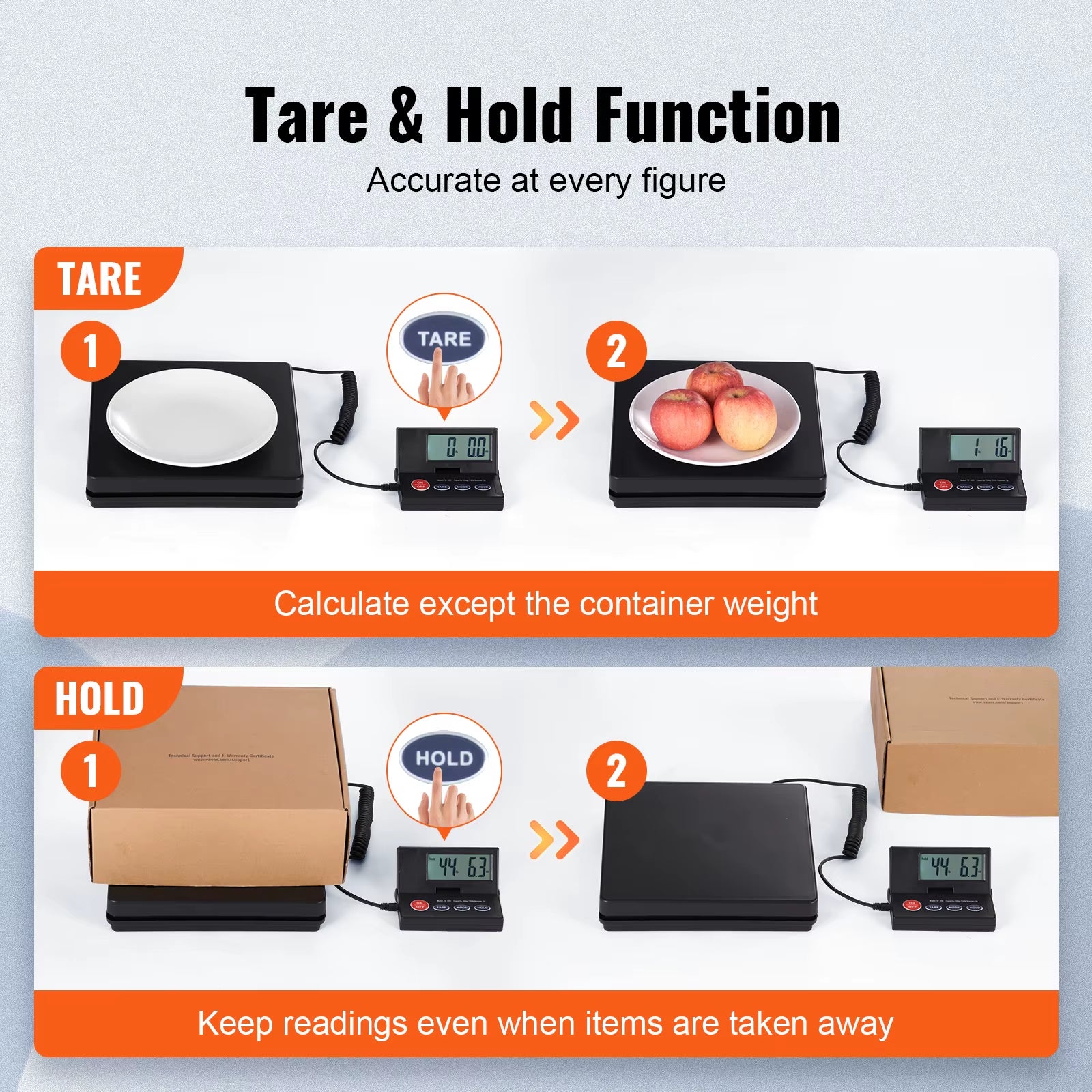Succebuy 110 Lbs Digital Postal Shipping Scale with Timer 90° Foldable LCD Screen AC/DC Powered Package Scale for Laggage Home