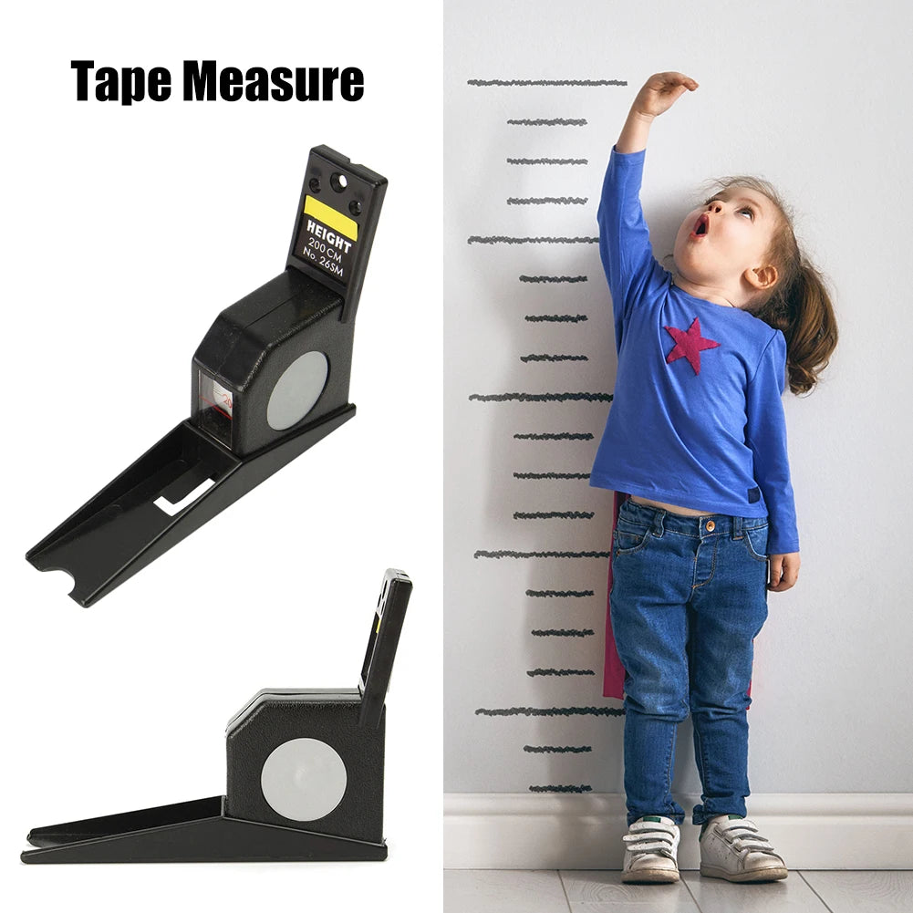 2M Body Growth Stature Altimeter Wall Mounted Retractable Tape Measure Portable Height Measuring Meter for Home Hospital School