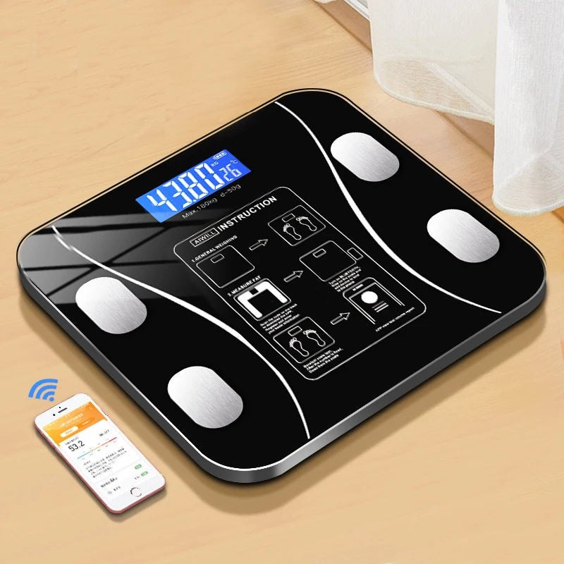 Phone App Connecting Digital Scale Body Weight Gradients Color Bathroom Scale Floor Scales Glass Weighing Scales USB Recharging