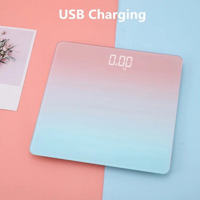 Phone App Connecting Digital Scale Body Weight Gradients Color Bathroom Scale Floor Scales Glass Weighing Scales USB Recharging