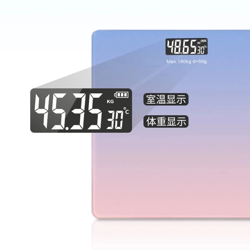 Phone App Connecting Digital Scale Body Weight Gradients Color Bathroom Scale Floor Scales Glass Weighing Scales USB Recharging