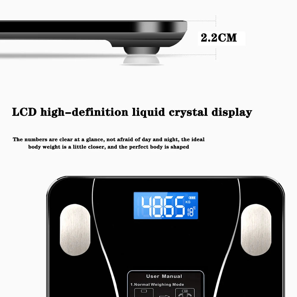 Body Fat Scale Smart Wireless Digital Bathroom Weight Scale Body Composition Analyzer with Smartphone App Bluetooth-Compatible