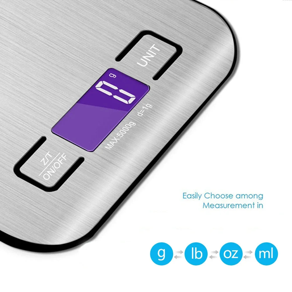 10/5Kg 1G Portable Kitchen Scale Coffee Electronic Scale Stainless Steel Surface LCD Backlit Kitchen Food Scales Weighing Tool