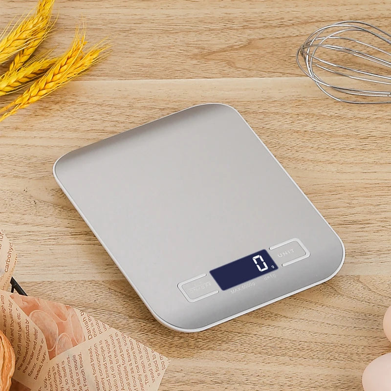 10/5Kg 1G Portable Kitchen Scale Coffee Electronic Scale Stainless Steel Surface LCD Backlit Kitchen Food Scales Weighing Tool