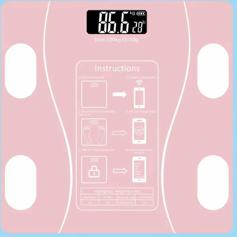 Body Fat Scale Smart Wireless Digital Bathroom Weight Scale Body Composition Analyzer with Smartphone App Bluetooth-Compatible