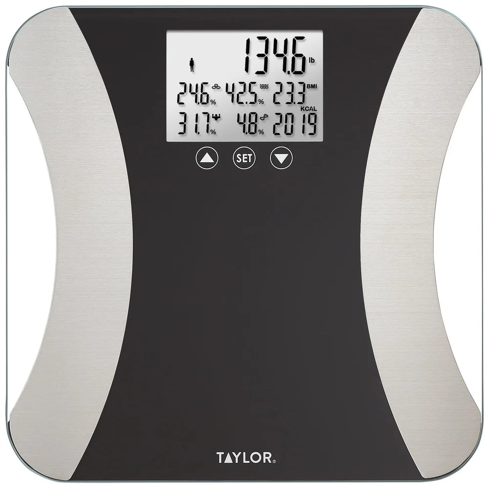 LED Body Composition Scale with Large Backlit Display Accurate Body Fat Muscle Mass Water Weight Analysis 500Lb Capacity 8 User