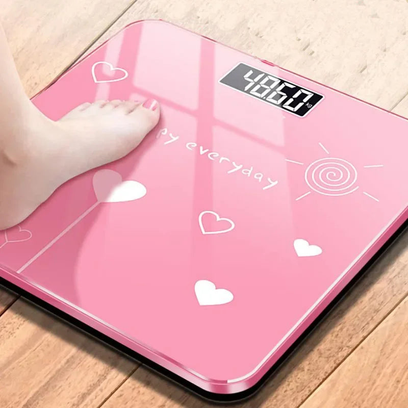 2025 Cute Human Health Body Scale Mini Digital Glass LCD Display Sensor Scale for Weight Loss Tool Balance Digital Care