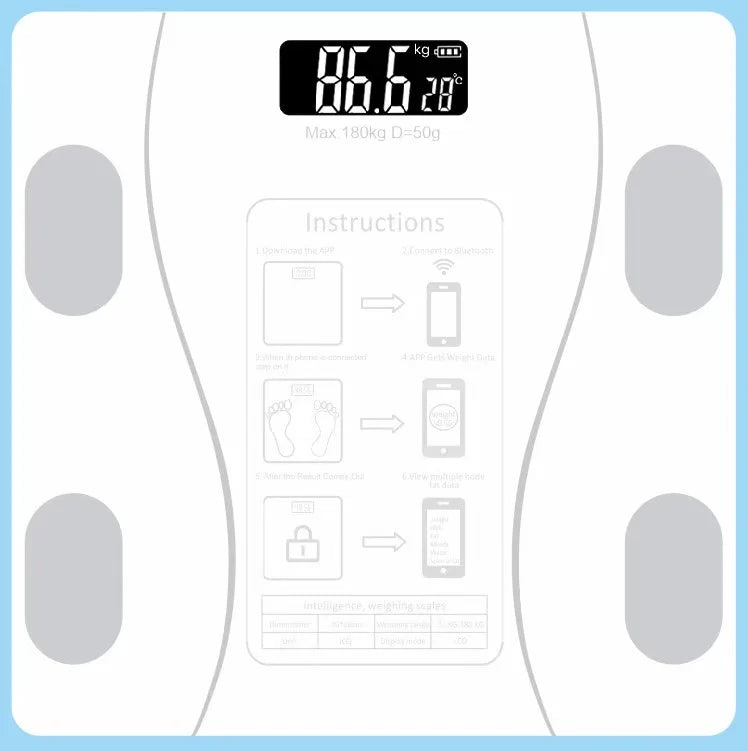 Body Fat Scale Smart Wireless Digital Bathroom Weight Scale Body Composition Analyzer with Smartphone App Bluetooth-Compatible