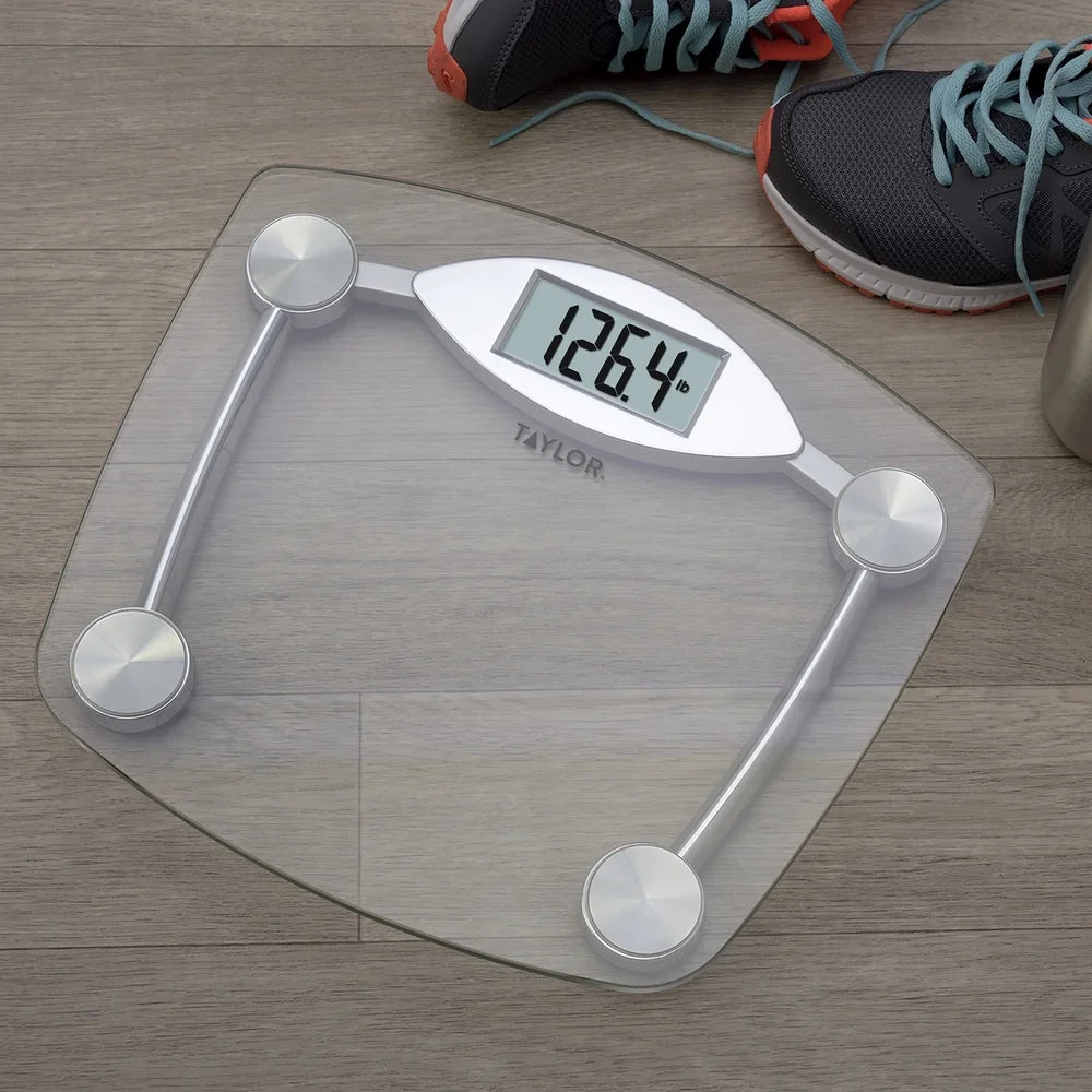 Clear Glass Body Weight Scale 400 Lb Capacity Battery Powered Accurate Measurement Durable Tempered Platform Easy Read Display