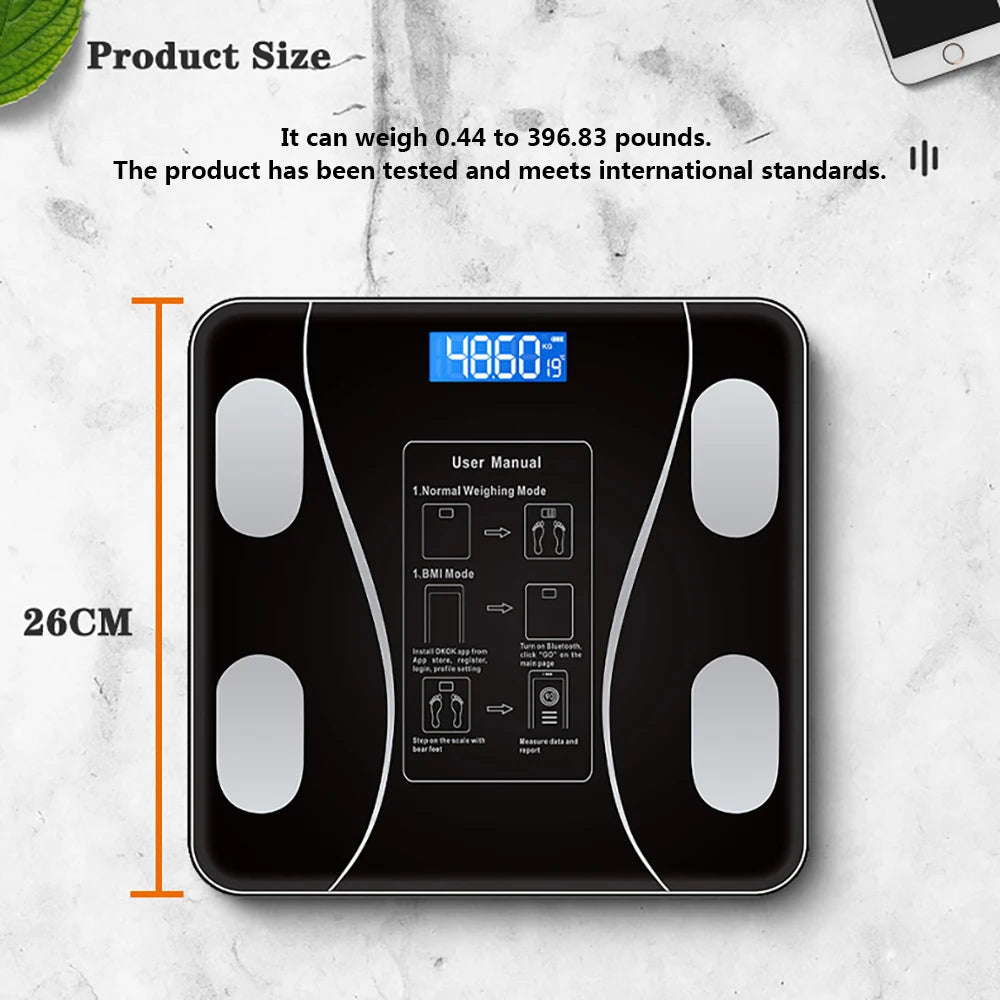 Body Fat Scale Smart Wireless Digital Bathroom Weight Scale Body Composition Analyzer with Smartphone App Bluetooth-Compatible