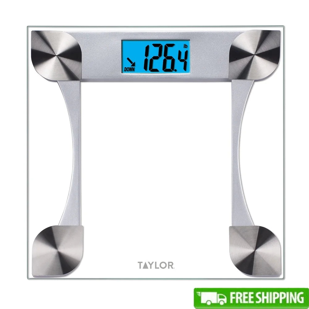 Digital Weight Tracking Glass Scale 440Lb Capacity Battery Powered LCD Display Home Use FSA HSA Eligible 12.2 Inch Platform
