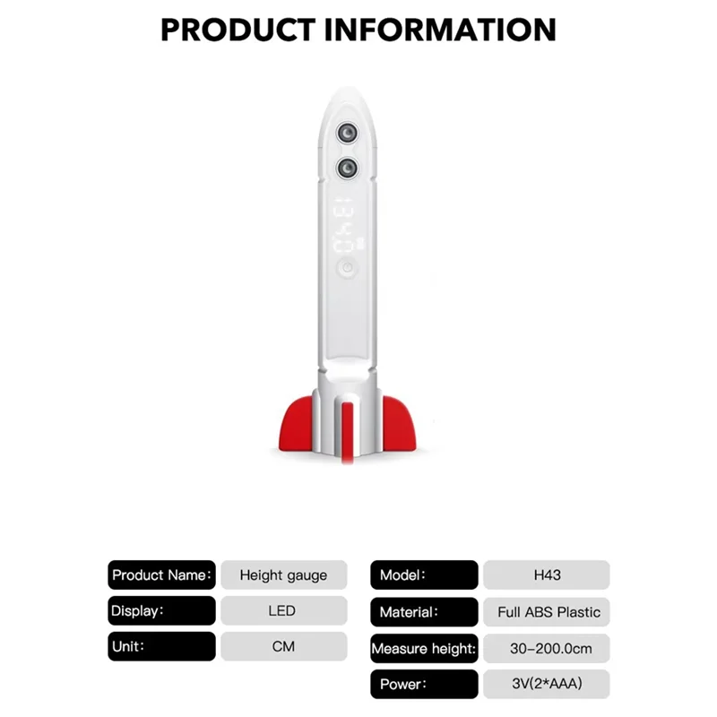 Height Measuring Stadiometer Portable Ultrasound Handheld Height Measuring Ruler with Bluetooth for Kids-B61B