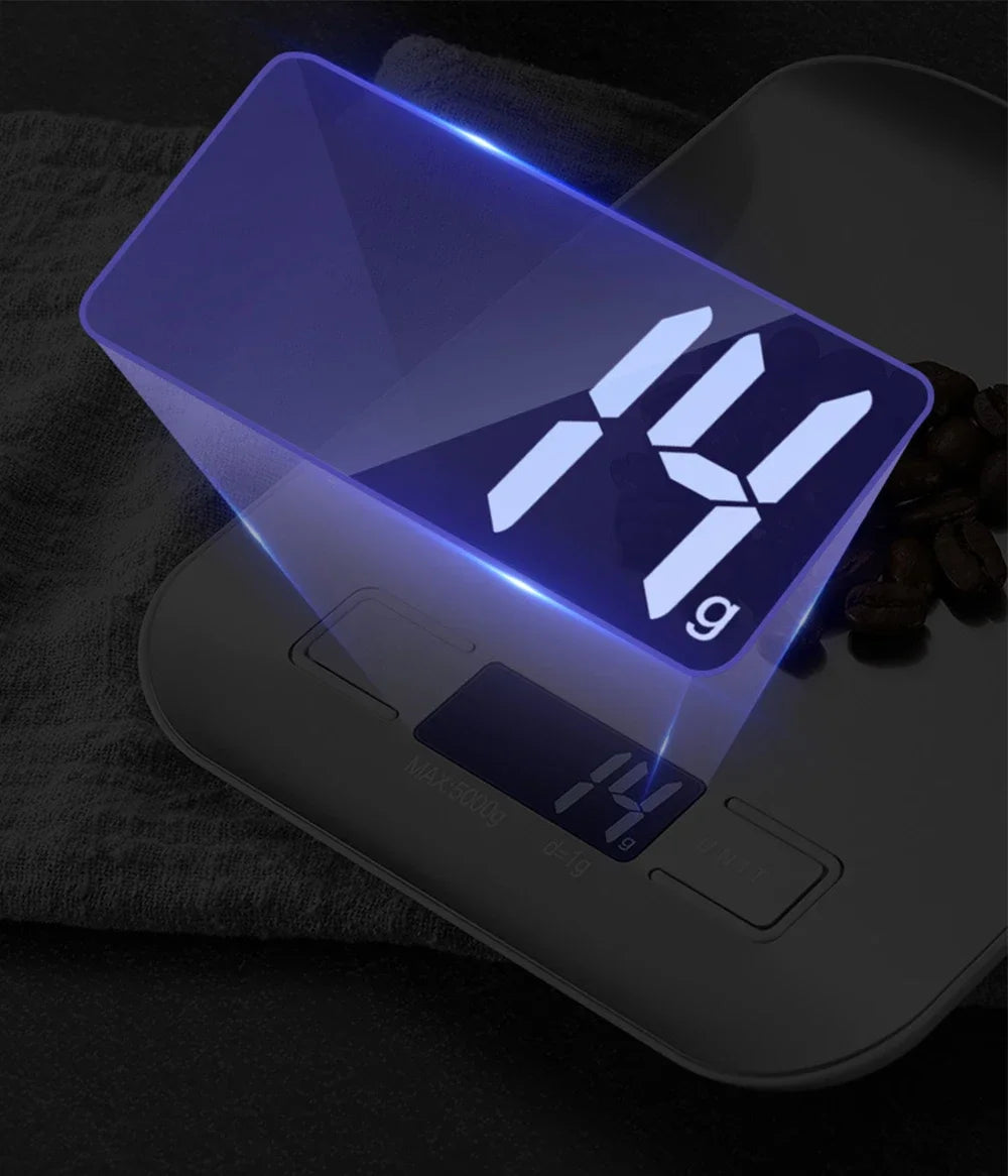 10/5Kg 1G Portable Kitchen Scale Coffee Electronic Scale Stainless Steel Surface LCD Backlit Kitchen Food Scales Weighing Tool