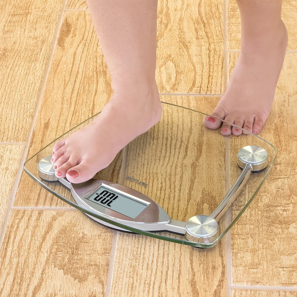Clear Glass Body Weight Scale 400 Lb Capacity Battery Powered Accurate Measurement Durable Tempered Platform Easy Read Display