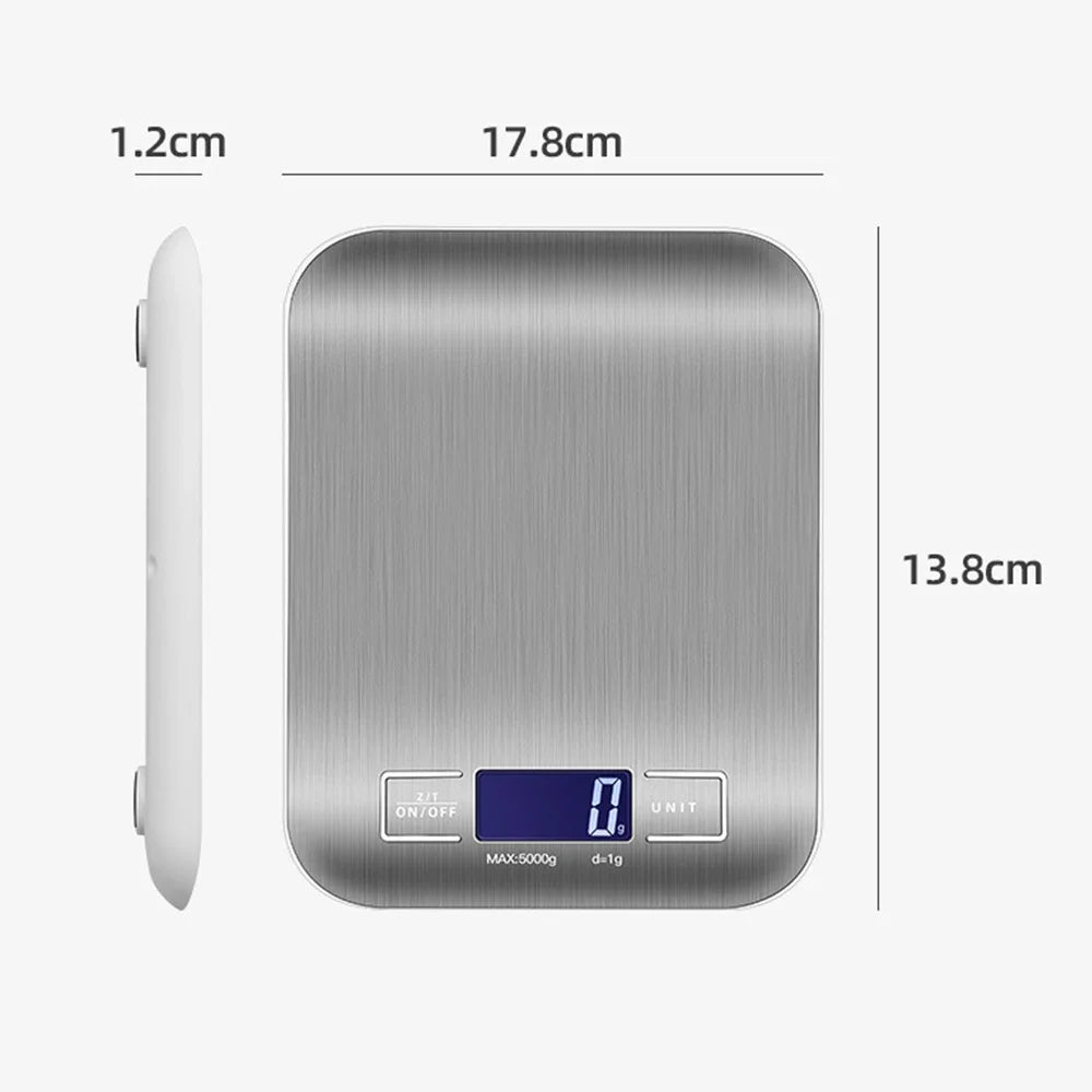 10/5Kg 1G Portable Kitchen Scale Coffee Electronic Scale Stainless Steel Surface LCD Backlit Kitchen Food Scales Weighing Tool