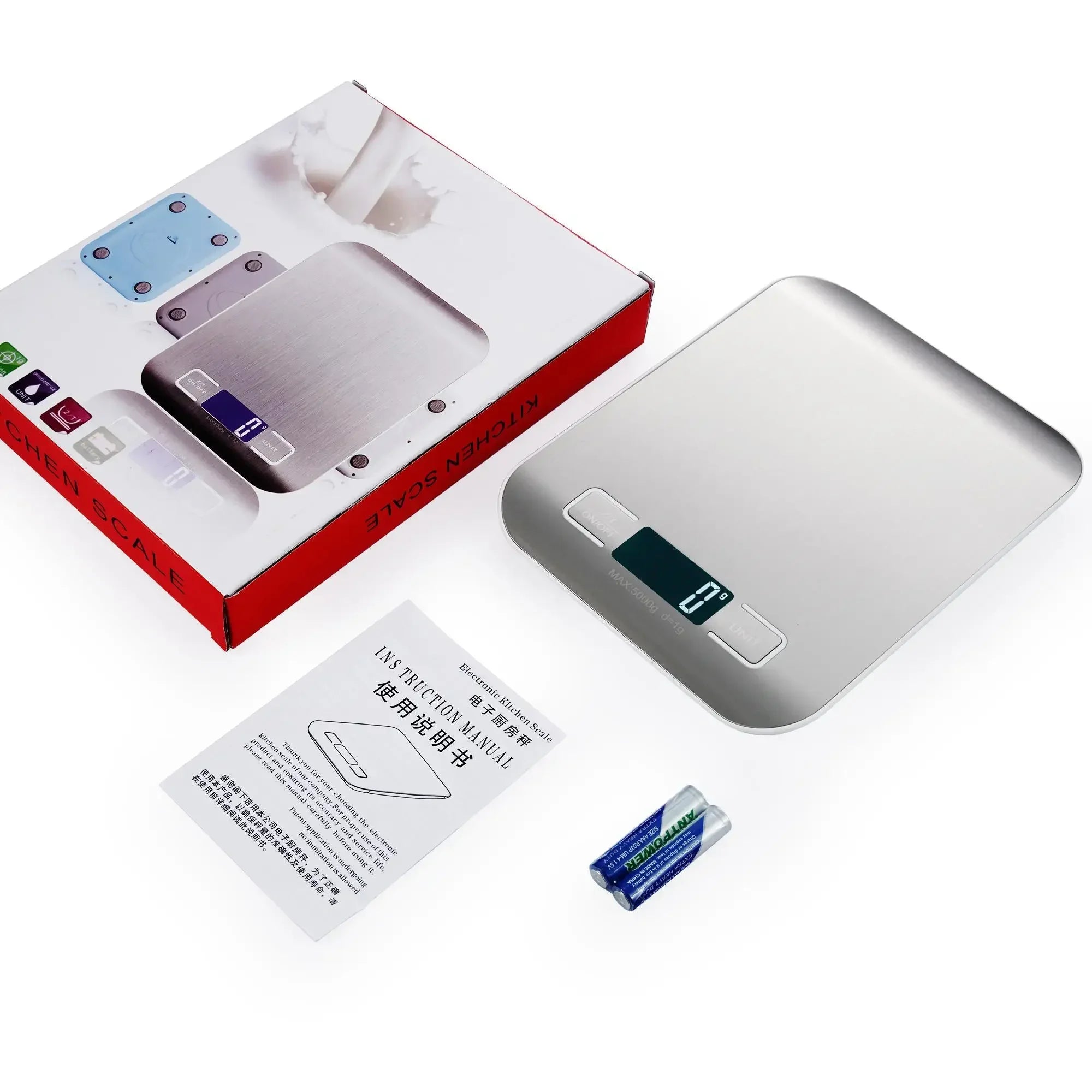 Kitchen Scale,Greater Goods Gray Food Scale,Digital Display Show Weight in Grams,Ounces,Milliliters,And Stainless Steel Platform