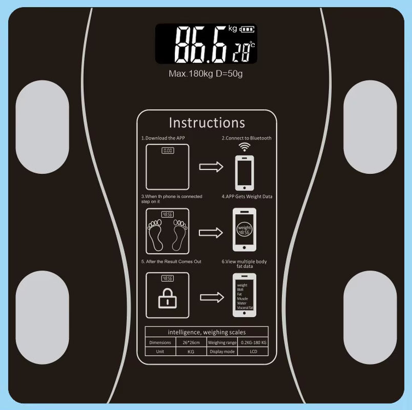  Bluetooth Body Fat & Weight Scale for Home Health Tracking