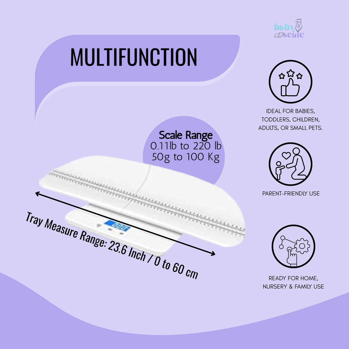 Digital Infant Scale with Removable Tray & Height Measuring Ruler