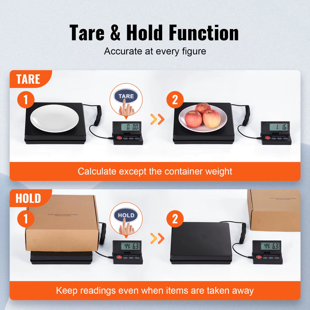 Succebuy 110 Lbs Digital Postal Shipping Scale with Timer 90° Foldable LCD Screen AC/DC Powered Package Scale for Laggage Home