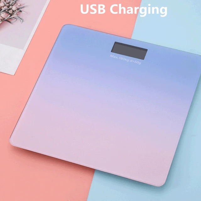 Phone App Connecting Digital Scale Body Weight Gradients Color Bathroom Scale Floor Scales Glass Weighing Scales USB Recharging