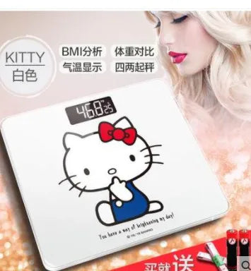Kitty Household Electronic Scale Weight Scale Body Fat Scale BMI Adult Bathroom Healthy Weight Loss Weighing Body Scale Charging