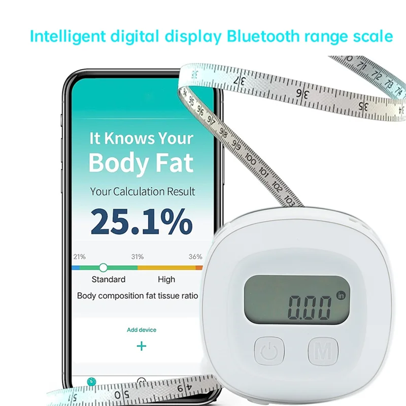 Yls-Smart Tape Measure Body with LED HD Display Auto-Retract for Unlimited Users for Waist/Hips/Arms