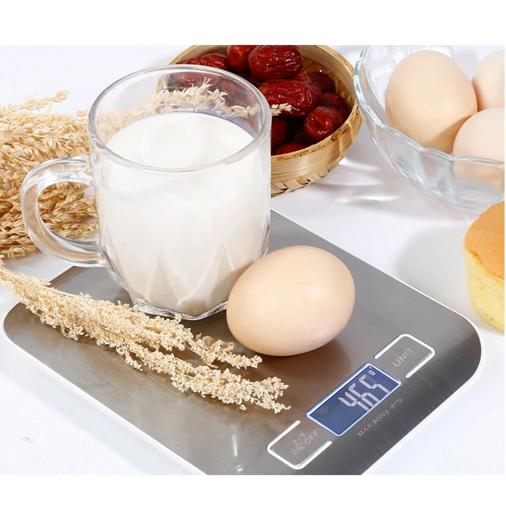 10/5Kg 1G Portable Kitchen Scale Coffee Electronic Scale Stainless Steel Surface LCD Backlit Kitchen Food Scales Weighing Tool