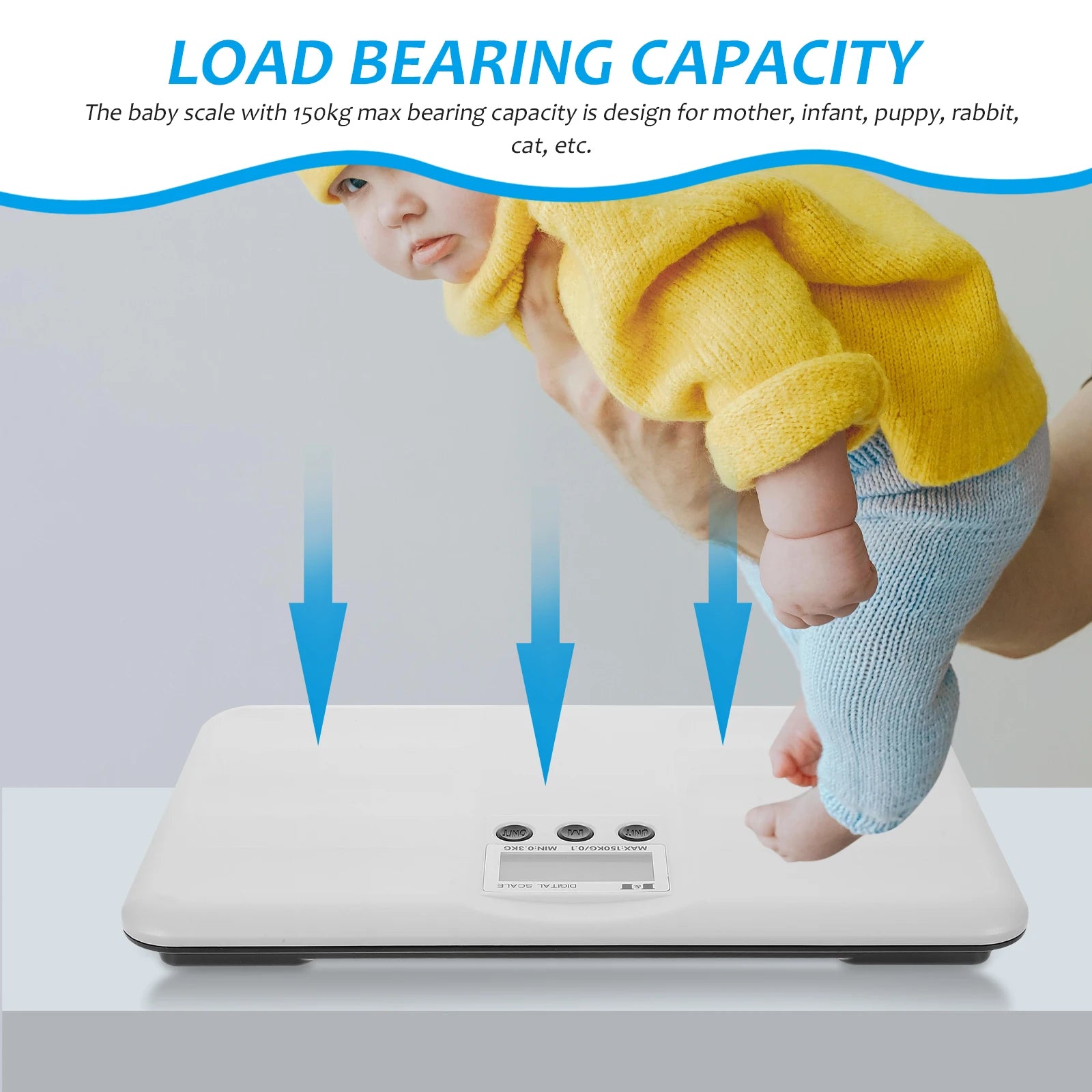 Super Thin Baby Electronic 150Kg Digital Lcd Weight for Infant Puppy Cat Design Easy Storage Durable White Smart