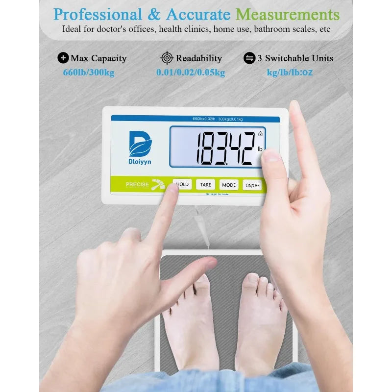 Home.Medical Scale for Body Weight with Digital Display, 660 Lb Limit, High Accuracy Medical Grade Floor Scale, Heavy Duty, Kg/O