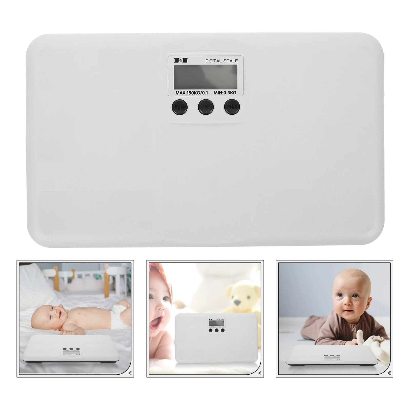 Super Thin Baby Electronic 150Kg Digital Lcd Weight for Infant Puppy Cat Design Easy Storage Durable White Smart