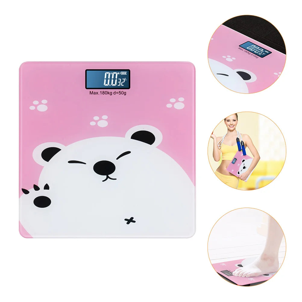 Multi-Functional Digital Baby Scale Pink Tempered Glass Scale for Adult Toddler Pet Weight Measuring Temperature