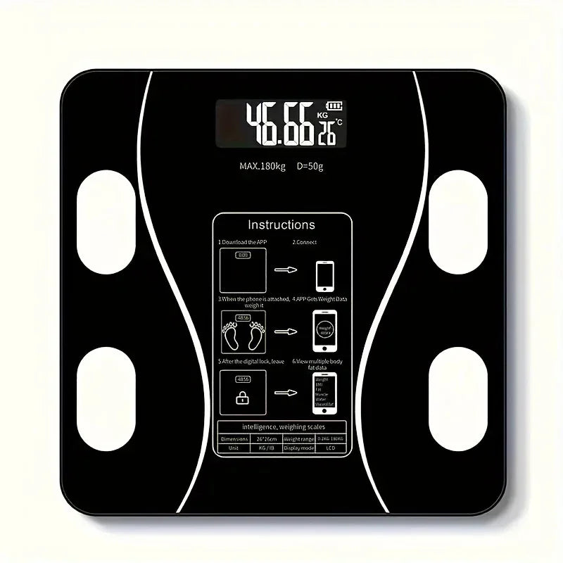 Smart Digital Bathroom Scale, Battery-Powered, Wireless, with Body Fat Monitoring for Home Use, for Women,Men