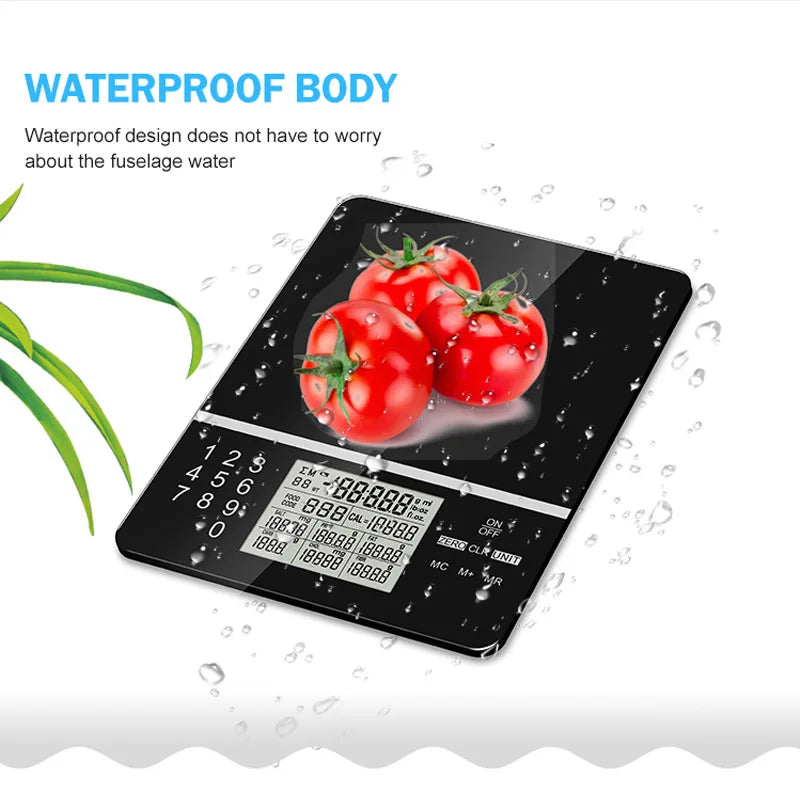 Smart Electronic Nutritional Scale 5KG Digital Touch Screen Tempered Glass Waterproof Baby Kitchen Food Baking Weighing Balance
