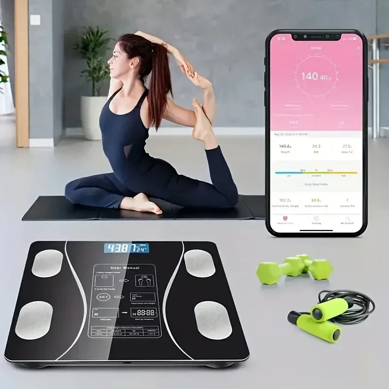 Smart Digital Bathroom Scale, Battery-Powered, Wireless, with Body Fat Monitoring for Home Use, for Women,Men