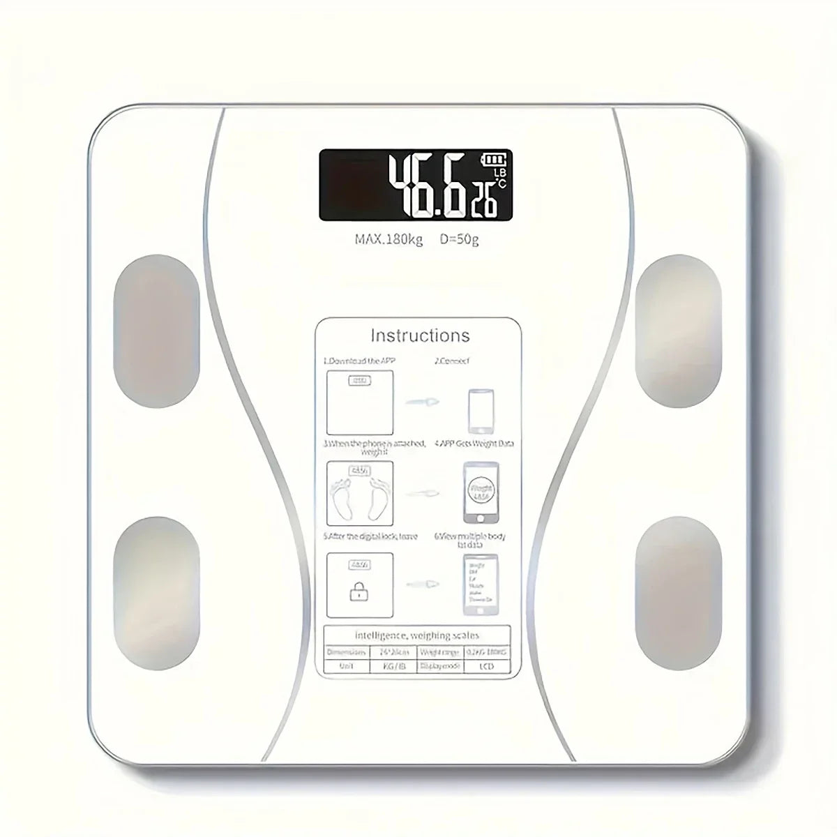 Smart Digital Bathroom Scale, Battery-Powered, Wireless, with Body Fat Monitoring for Home Use, for Women,Men