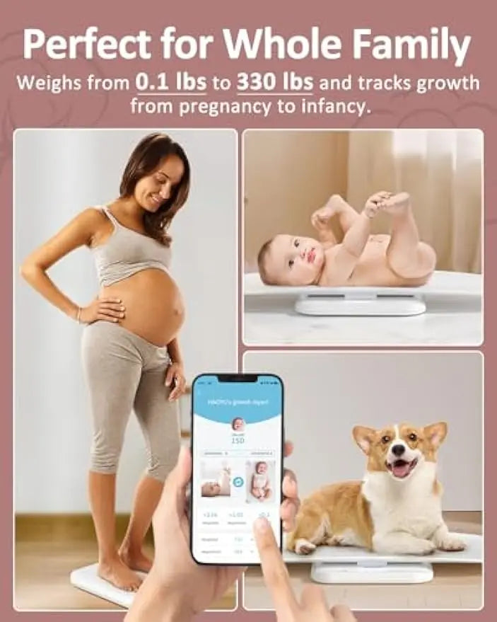 Smart Baby Weighing Scale with App, Hold Function & 330 lb Capacity