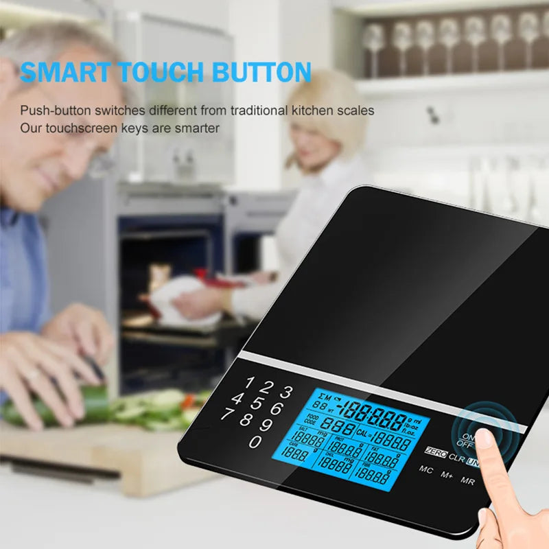 Smart Electronic Nutritional Scale 5KG Digital Touch Screen Tempered Glass Waterproof Baby Kitchen Food Baking Weighing Balance