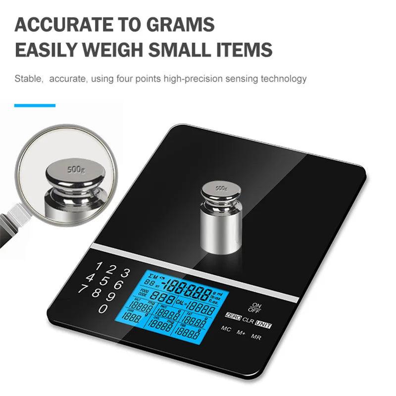 Smart Electronic Nutritional Scale 5KG Digital Touch Screen Tempered Glass Waterproof Baby Kitchen Food Baking Weighing Balance