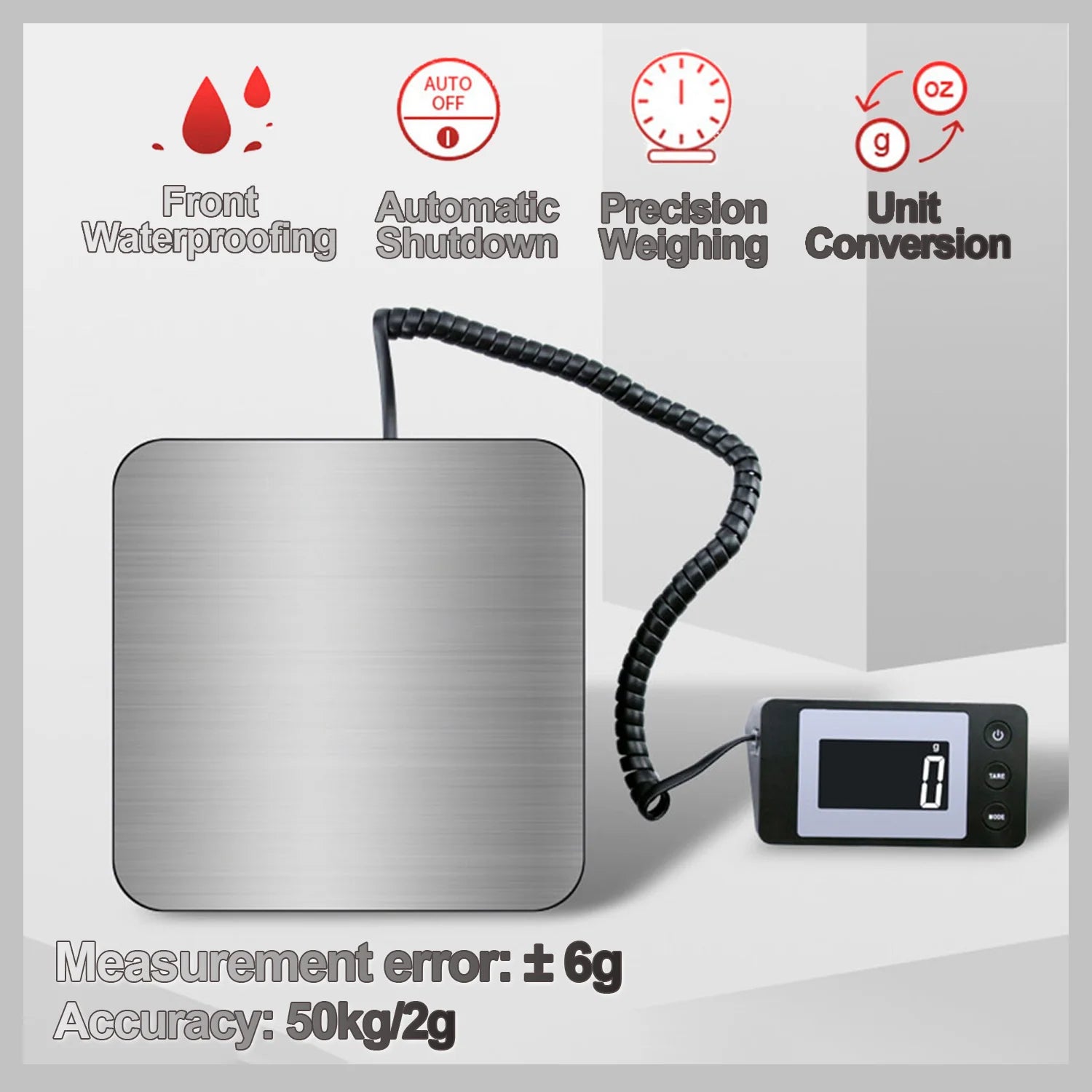 High-Precision Digital Scale 50Kg/2G Electronic Platform Scale Wired/Wireless Parcel Pet Express Weighing Scale with Backlight