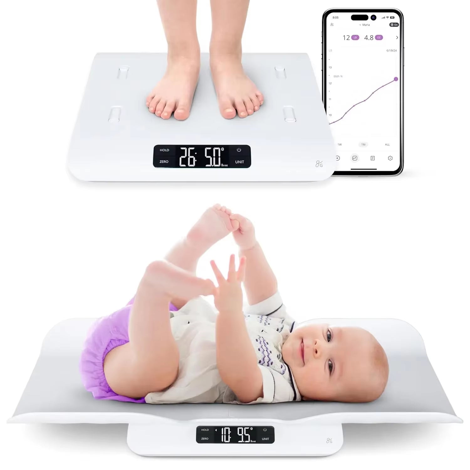 Smart Baby Scale, Toddler Scale, Pet Scale, Infant Scale with Hold Function, Included Disassembly Split Electronic Scal