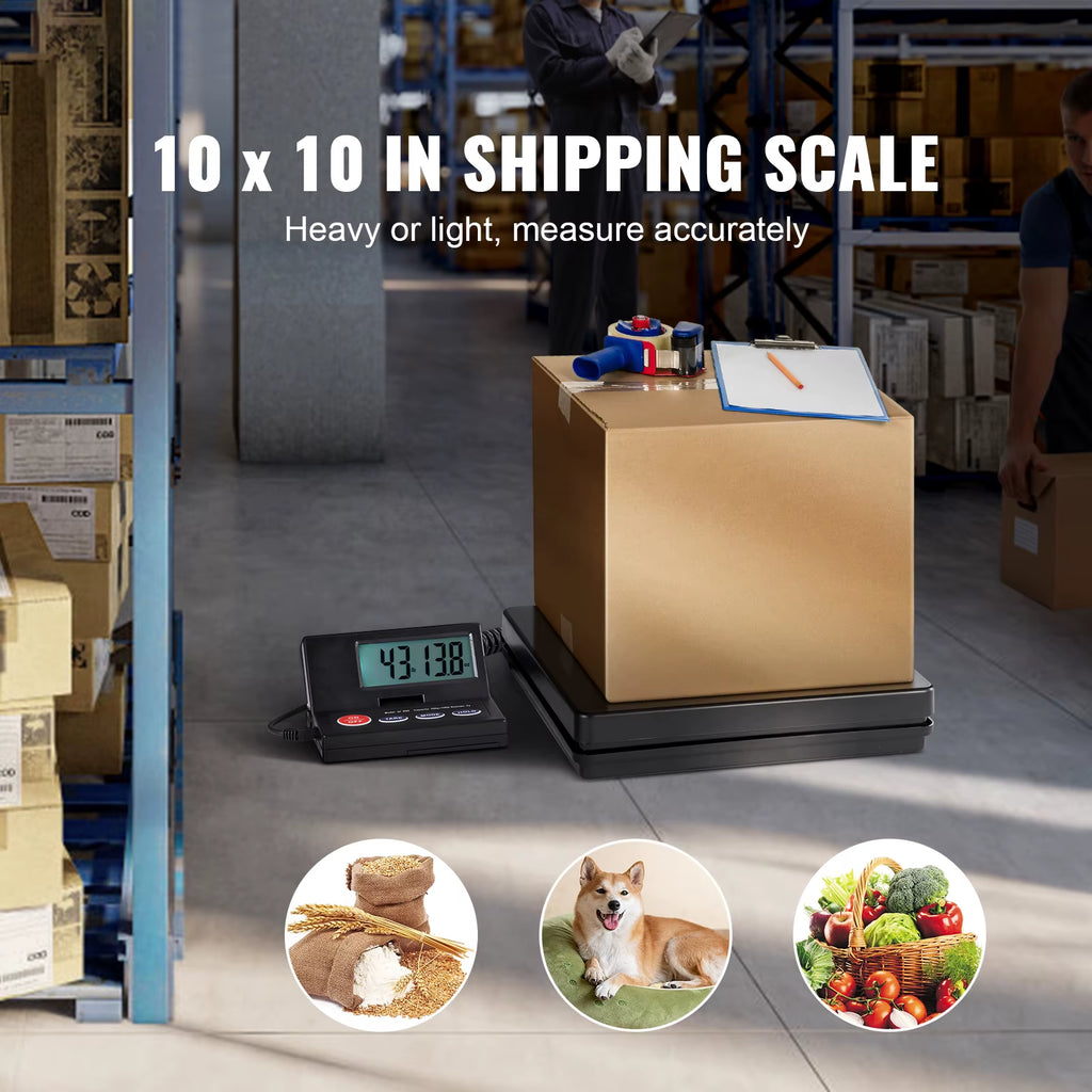Succebuy 110 Lbs Digital Postal Shipping Scale with Timer 90° Foldable LCD Screen AC/DC Powered Package Scale for Laggage Home