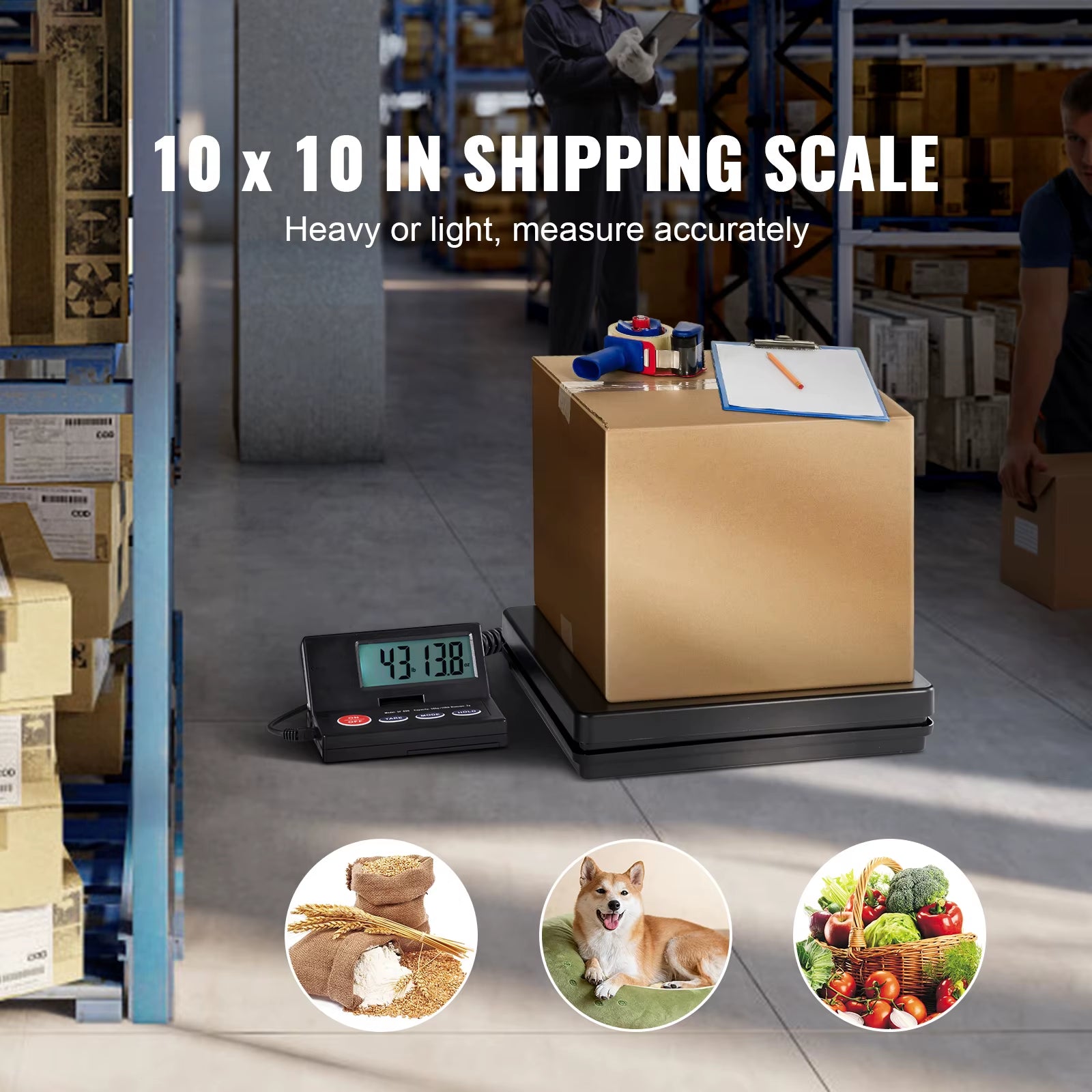 Succebuy 110 Lbs Digital Postal Shipping Scale with Timer 90° Foldable LCD Screen AC/DC Powered Package Scale for Laggage Home
